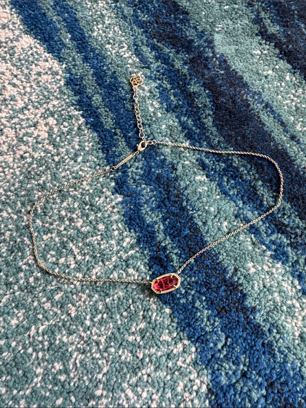 Kendra Scott Gold Plated Necklace with Hot Pink Stone